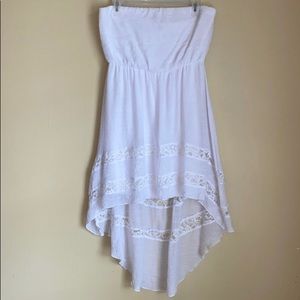 Finesse Strapless White Lace Hi Low Sundress L